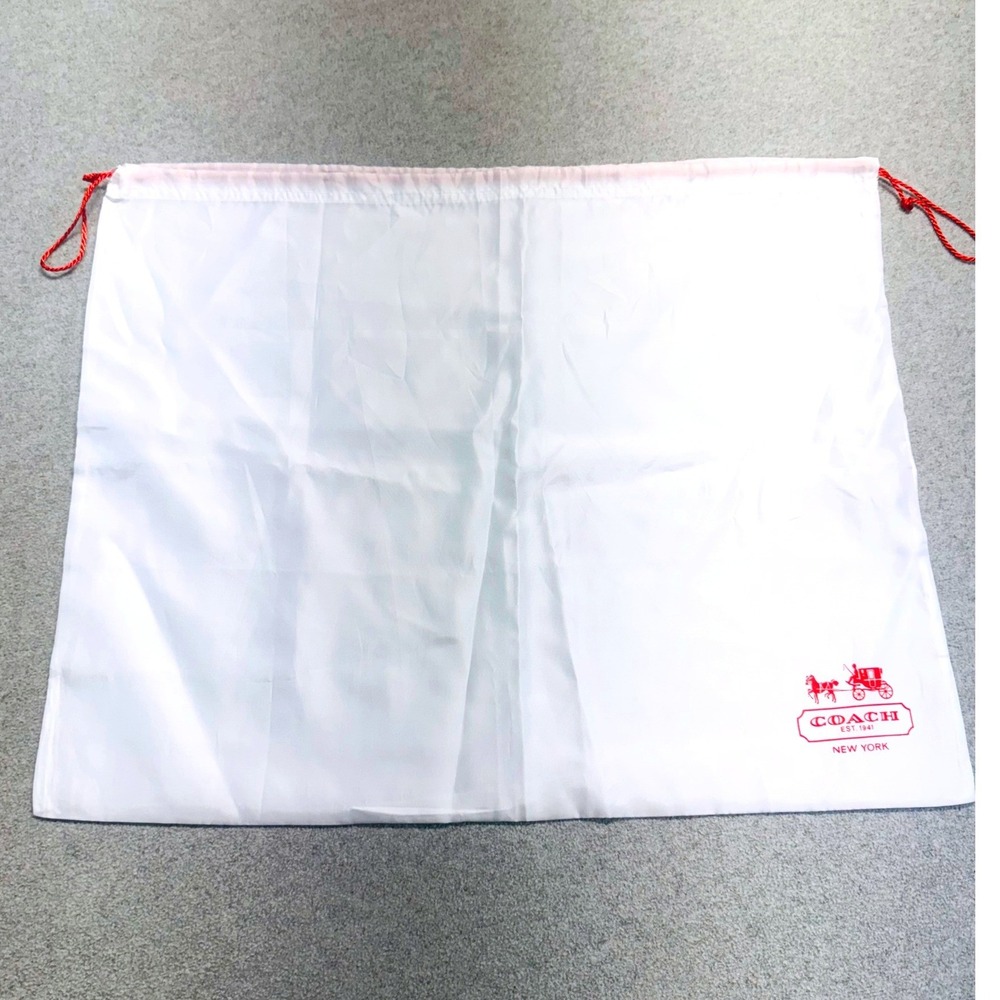 Coach Dust Bag Womens Large White Red Logo Drawstring Purse‎ Storage Accessory